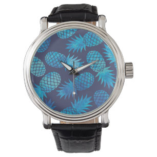 Blauwe kleurstof anananas horloge