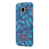Blauwe kleurstof anananas | Jouw namen toevoegen Case-Mate Samsung Galaxy Hoesje (Achterkant Links)