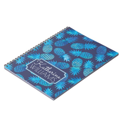 Blauwe kleurstof anananas | Jouw namen toevoegen Notitieboek (Linkerzijde)