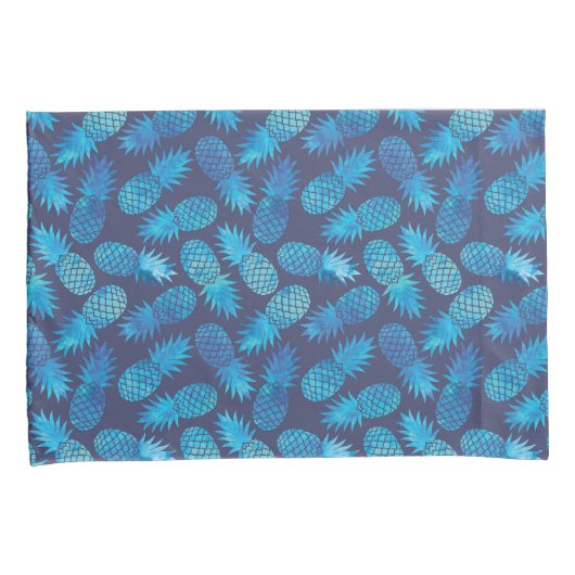 Blauwe kleurstof anananas kussensloop (Voorkant-Rechts)