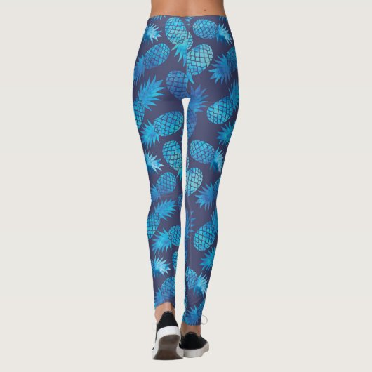 Blauwe kleurstof anananas leggings (Achterkant)