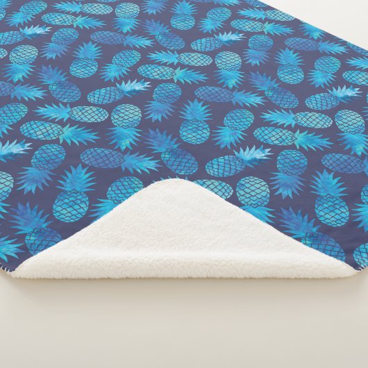 Blauwe kleurstof anananas sherpa deken (3/4)