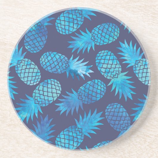 Blauwe kleurstof anananas zandsteen onderzetter (Voorkant)