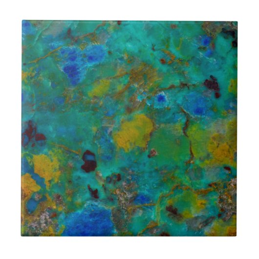 Blauwe Klif Chrysocolla Tegeltje (Voorkant)