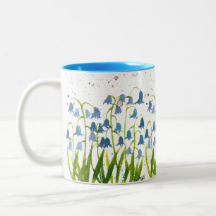 Blauwe klokjes Blauwe bloemen Natuur Botanisch Moo Tweekleurige Koffiemok