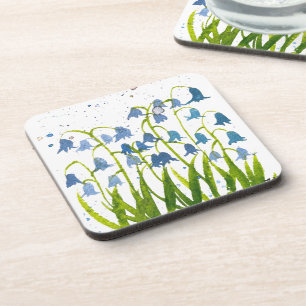 Blauwe klokjes blauwe Wilde bloemen aquarel natuur Bier Onderzetter
