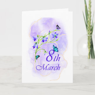 Blauwe klokjes bloem auto gevouwen wenskaart kaart