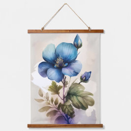 Blauwe Klokjes Bloem Waterverf  Hangend Wandkleed