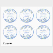 Blauwe Klokjes Bruiloft Ronde Sticker (Vel)