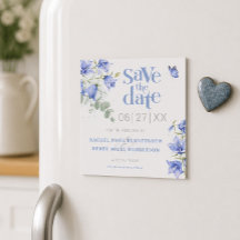 Blauwe Klokjes Bruiloft Save the Date Magneetkaart