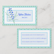 Blauwe klokjes en blauwe krokussen pastel visiteka