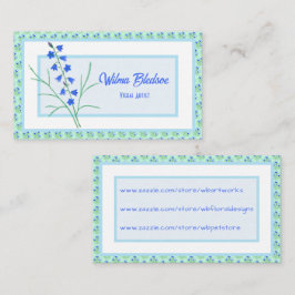 Blauwe klokjes en blauwe krokussen pastel visiteka contactkaartje