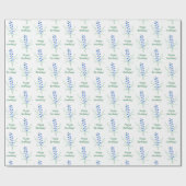 Blauwe klokjes inpakpapier met tekst (Vlak)