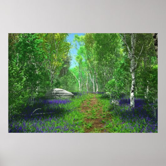 Blauwe Klokjes Licht Afdruk Poster (Voorkant)
