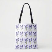 Blauwe klokjes stofpatroon. tote bag (Voorkant)