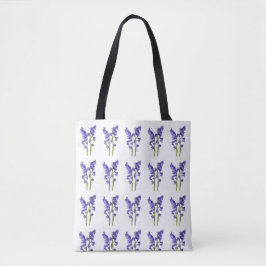 Blauwe klokjes stofpatroon. tote bag