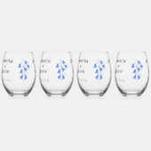 Blauwe Klokjes Vier Steel Wine Glazen (Voorkant)