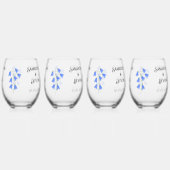 Blauwe Klokjes Vier Steel Wine Glazen (Achterkant)