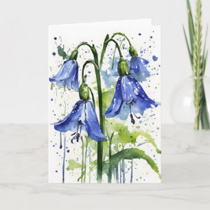 Blauwe klokjes - Watercolor bloemen Kaart