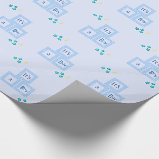 Blauwe klokken en Baby shower van sterren Cadeaupapier (Hoek)
