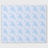 Blauwe klokken en Baby shower van sterren Cadeaupapier (Vlak)