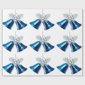 Blauwe klokken en wit Holly inpakpapier (Vlak)