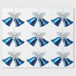 Blauwe klokken en wit Holly inpakpapier