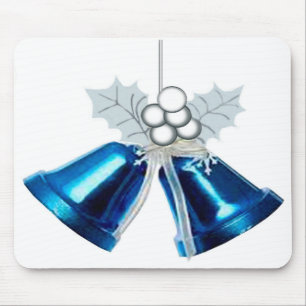 Blauwe klokken en witte Holly Mousepad Muismat