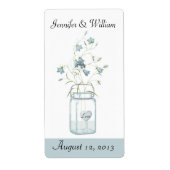 Blauwe klokken in een Mason Jar Wedding Mini Wijn  Etiket (Voorkant)