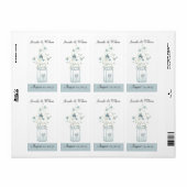 Blauwe klokken in een Mason Jar Wedding Mini Wijn  Etiket (Full Sheet)