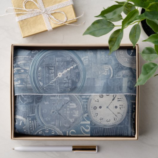 Blauwe klokken tissuepapier (Geschenk)