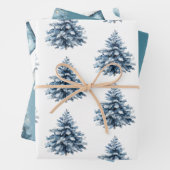 Blauwe klokken Witte kerst Inpakpapier Vel (In situ)