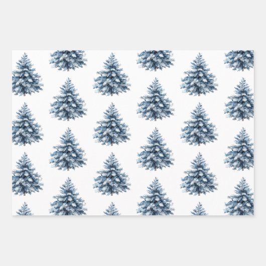 Blauwe klokken Witte kerst Inpakpapier Vel (Voorkant)