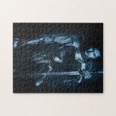 Blauwe Knight Kneeling met zwaard Legpuzzel (Horizontaal)