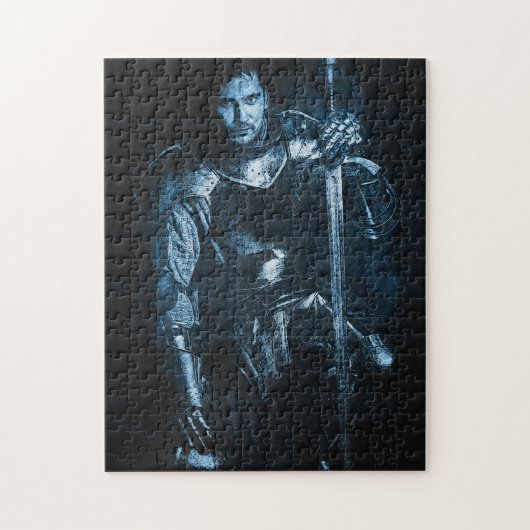 Blauwe Knight Kneeling met zwaard Legpuzzel (Verticaal)