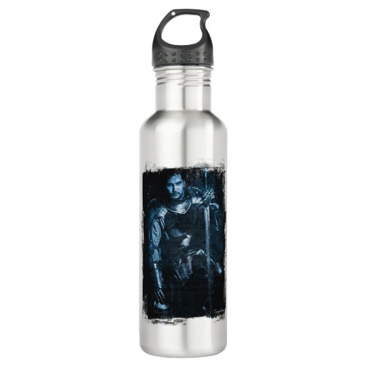 Blauwe Knight Kneeling met zwaard Waterfles (Voorkant)