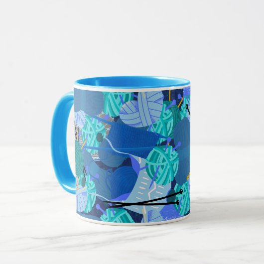 Blauwe Knit 1 Pearl 1 Mok (Voorkant links)