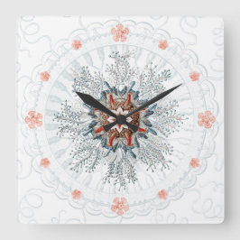 Blauwe knop kwallen en zee sterren vierkante klok