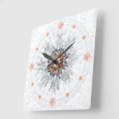 Blauwe knop kwallen en zee sterren vierkante klok (Hoek)