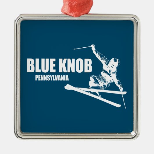 Blauwe knop Pennsylvania Skier Metalen Ornament (Voorkant)