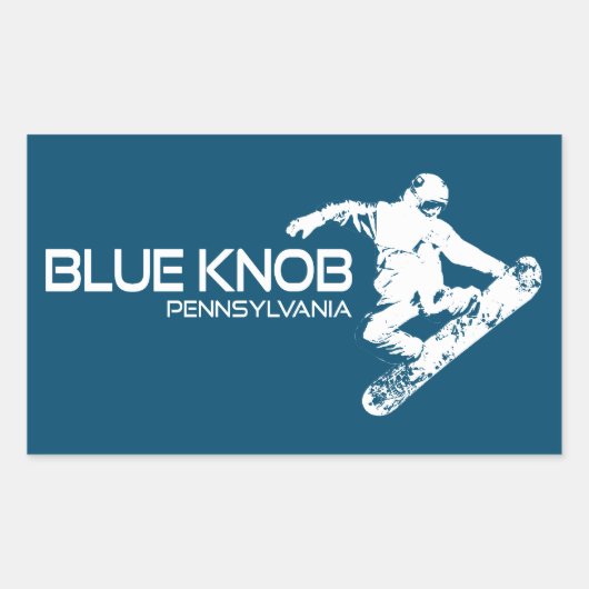 Blauwe knop Pennsylvania Snowboarder Rechthoekige Sticker (Voorkant)