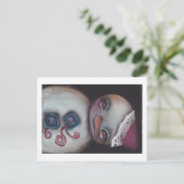 Blauwe knop Snowman Briefkaart (Staand voorkant)