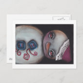 Blauwe knop Snowman Briefkaart (Voorkant / Achterkant)