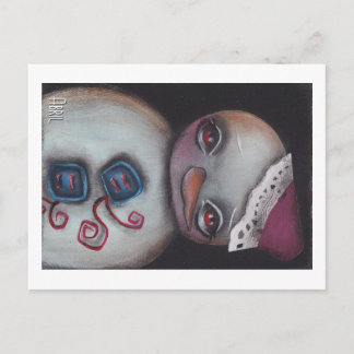 Blauwe knop Snowman Briefkaart