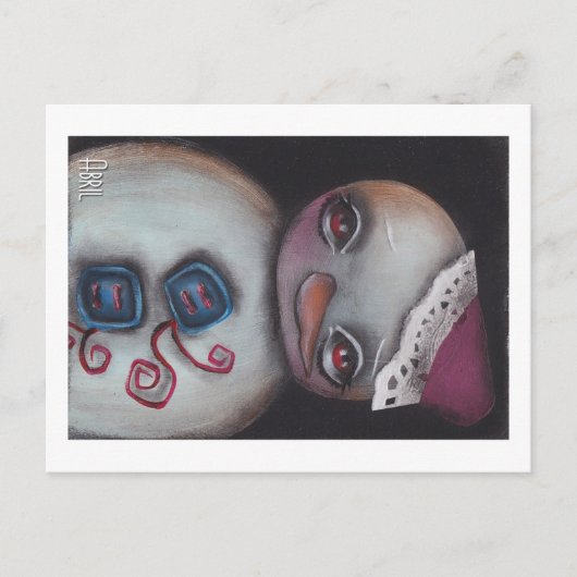 Blauwe knop Snowman Briefkaart (Voorkant)