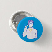 blauwe knop voor dove personen ronde button 3,2 cm (Voorkant /achterkant)