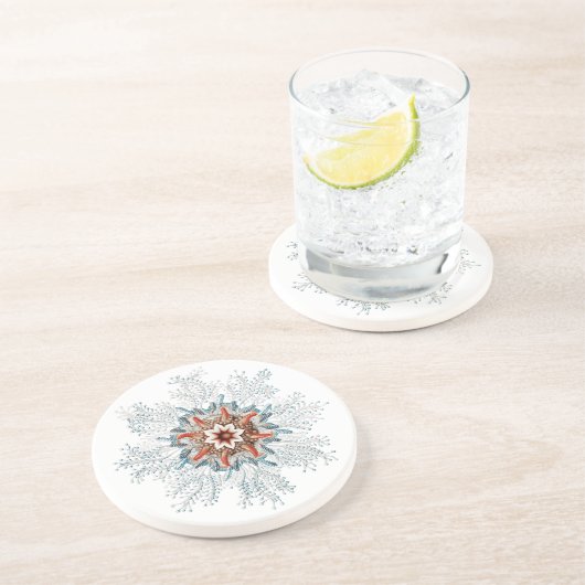 Blauwe knoppen zee zandsteen onderzetter (Zijkant)