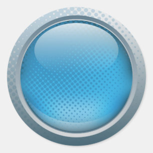 Blauwe knopsticker ronde sticker