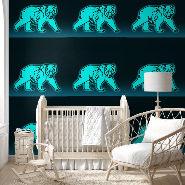 Blauwe Kodiakbeer Behang (Kinderen)