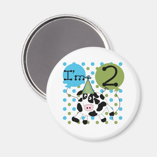 Blauwe Koe 2e Verjaardag Magneet (Voorkant / Achterkant)